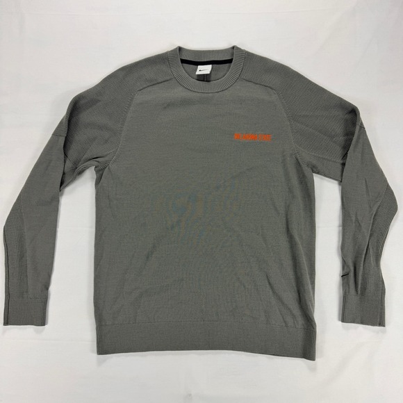 Nike Oklahoma State Tiger Woods Knit Sweater‎ Gray Crewneck Mens M Golf Wool